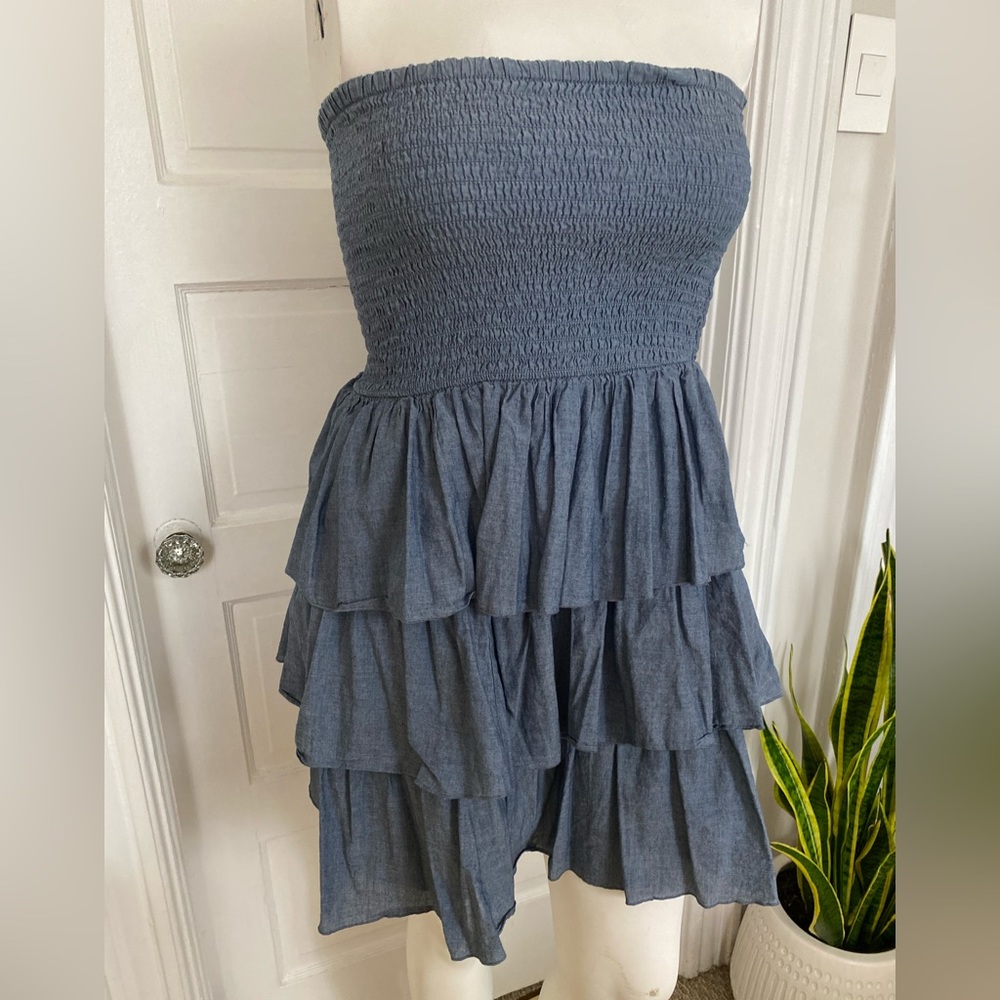 OLD NAVY TIERED RUFFLE MINI SUMMER STRAPLESS DRESS Large - Picture 5 of 5